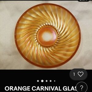 Iridescent Orange Carnival Glass Decorative Bowl